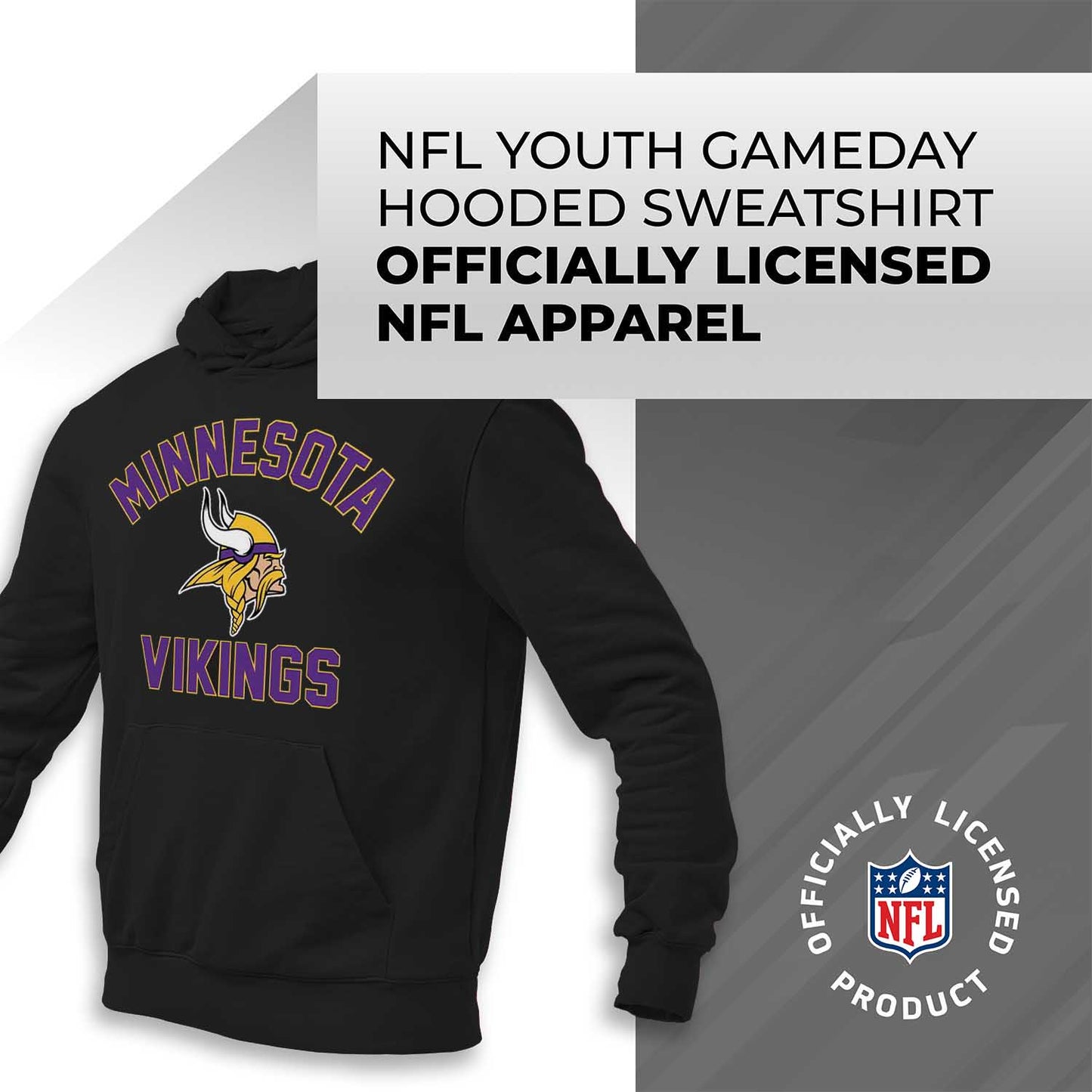 Minnesota Vikings NFL Youth Gameday Hooded Sweatshirt - Black