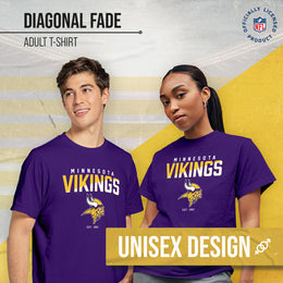 Minnesota Vikings Adult NFL Diagonal Fade Color Block T-Shirt - Purple