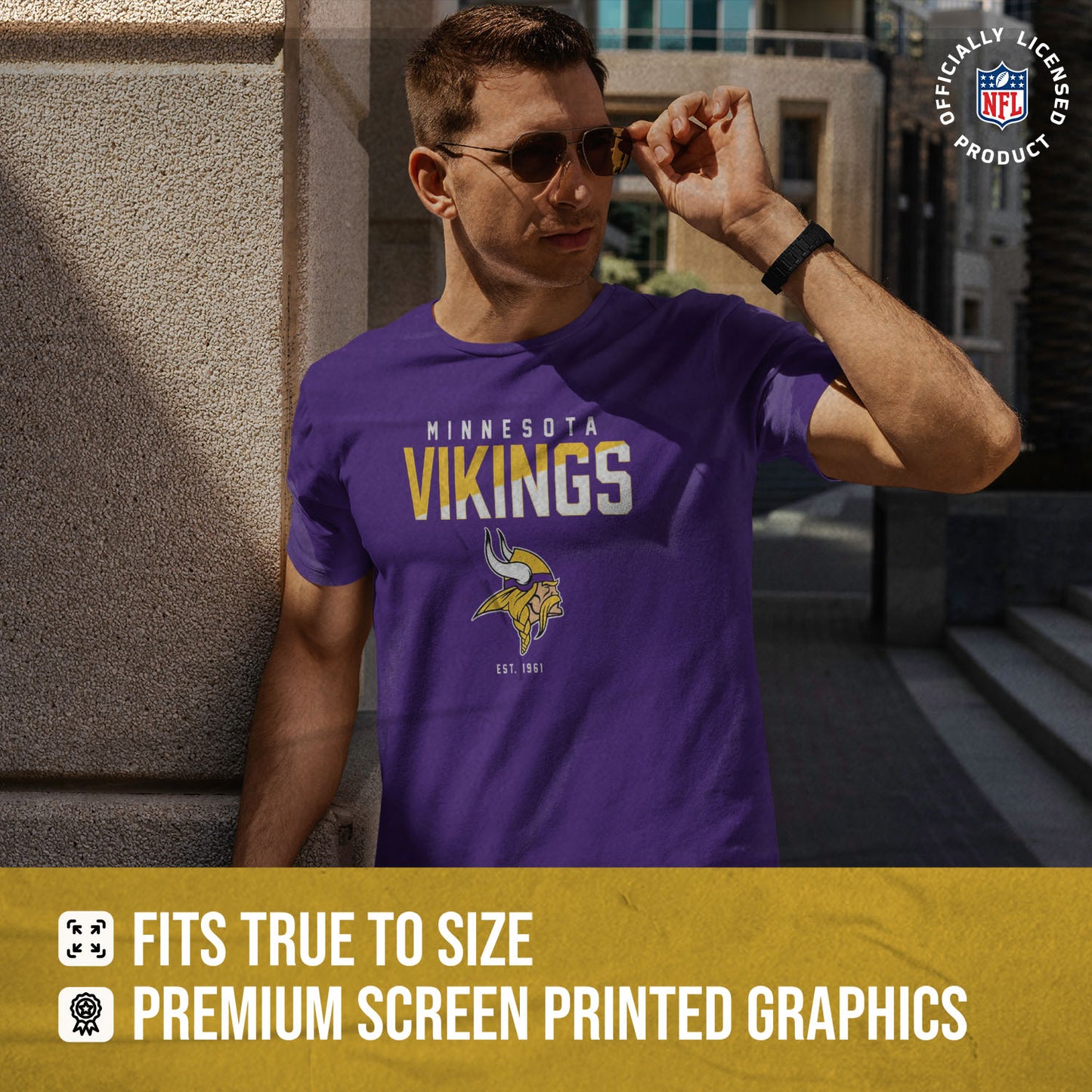 Minnesota Vikings Adult NFL Diagonal Fade Color Block T-Shirt - Purple