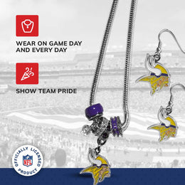 Minnesota Vikings NFL Game Day Necklace and Earrings - Silver