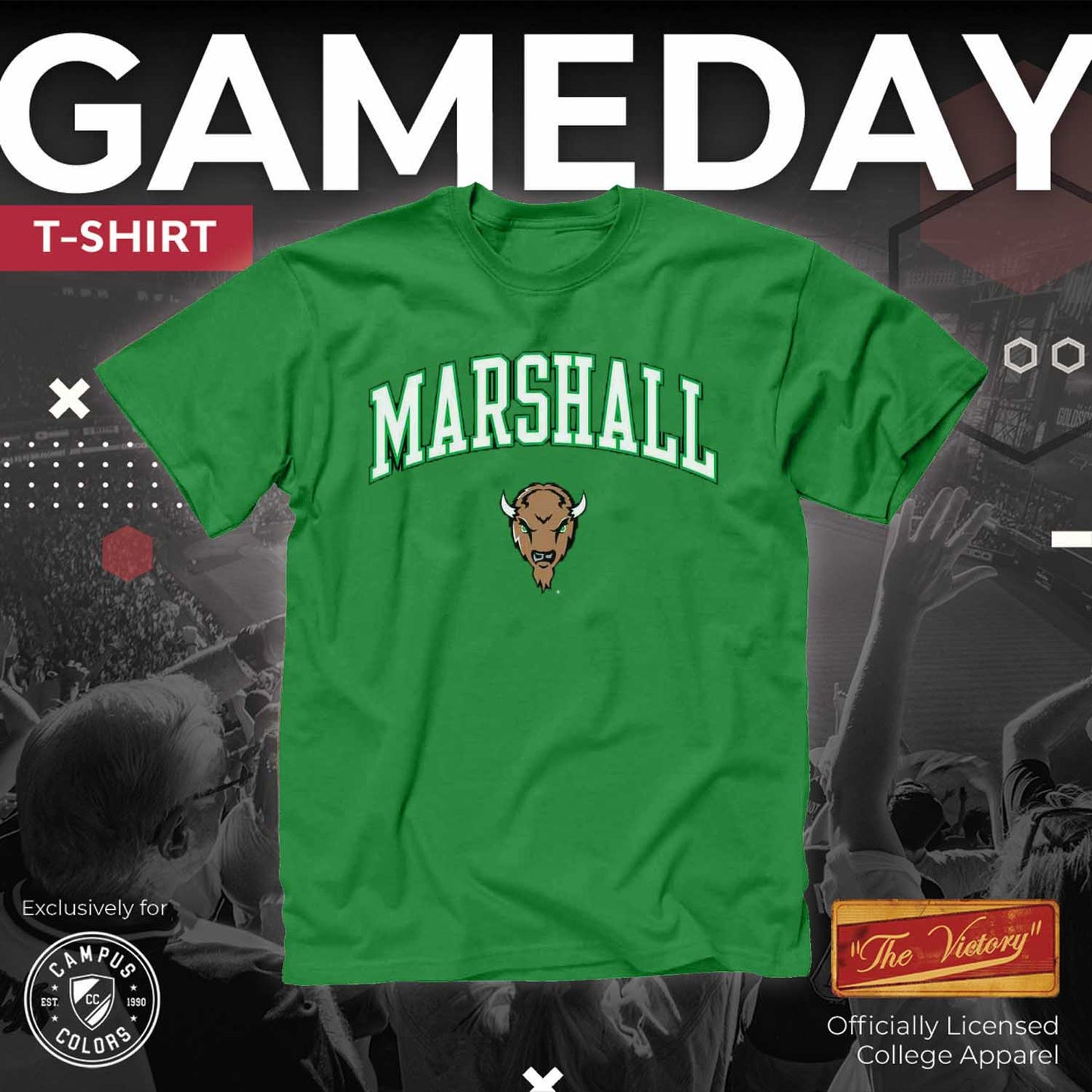 Marshall Thundering Herd NCAA Adult Gameday Cotton T-Shirt - Green