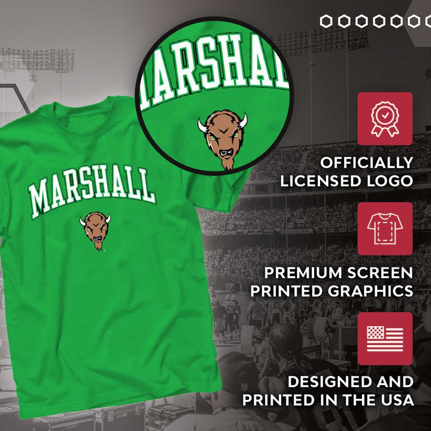 Marshall Thundering Herd NCAA Adult Gameday Cotton T-Shirt - Green