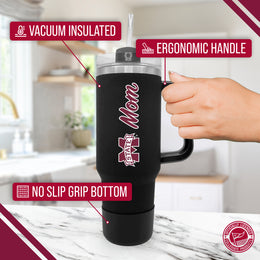 Mississippi State Bulldogs Collegiate 40oz Stainless Steel Travel Tumbler with Handle for Mom - Black