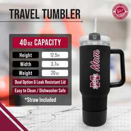 Mississippi State Bulldogs Collegiate 40oz Stainless Steel Travel Tumbler with Handle for Mom - Black