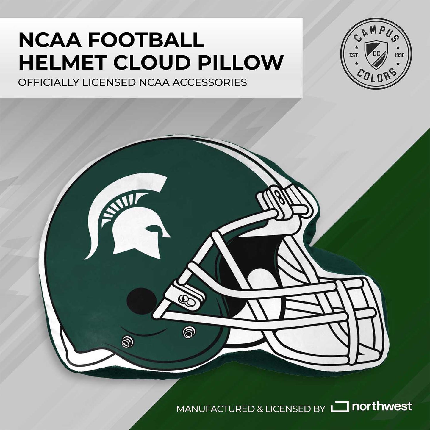 Michigan State Spartans NCAA Helmet Super Soft Football Pillow - Green