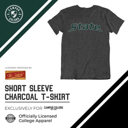 Michigan State Spartans Campus Colors NCAA Adult Cotton Blend Charcoal Tagless T-Shirt - Charcoal