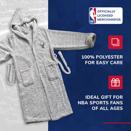 Milwaukee Bucks NBA Adult Plush Hooded Robe with Pockets - Gray