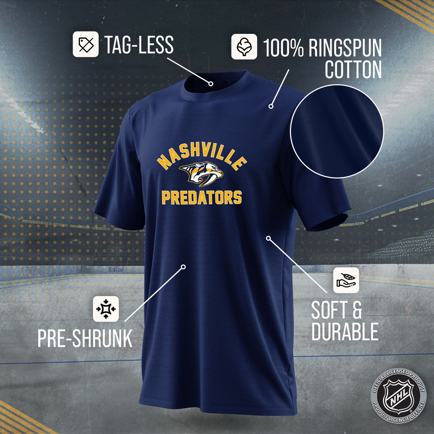 Nashville Predators NHL Adult Game Day Unisex T-Shirt - Navy