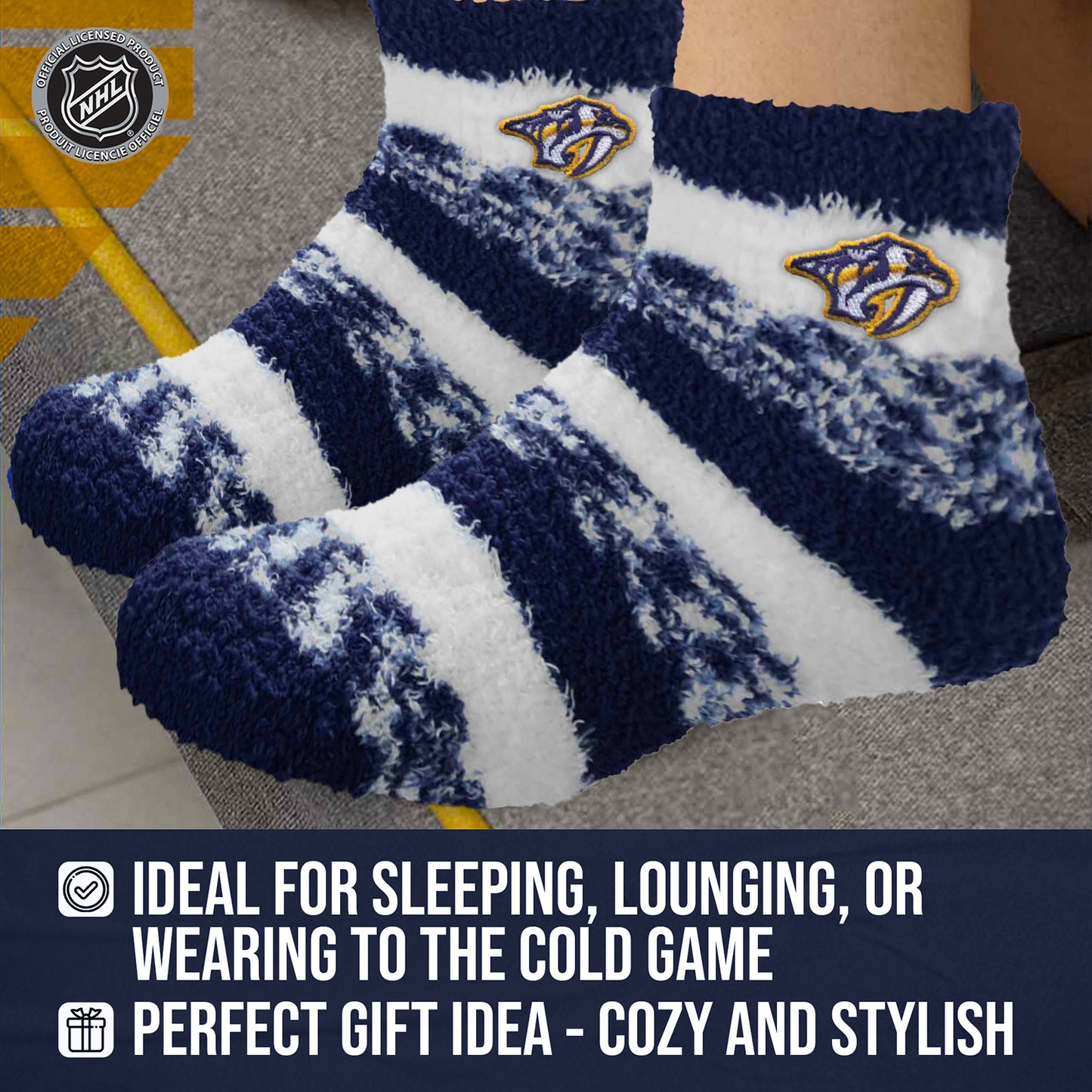 Nashville Predators NHL Unisex Cozy Sleep Socks - Navy