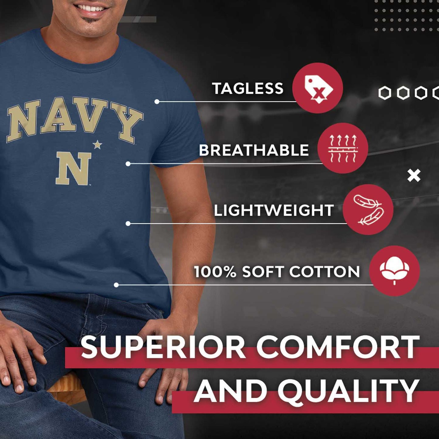 Navy Midshipmen NCAA Adult Gameday Cotton T-Shirt - Navy