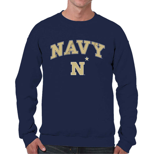 Navy Midshipmen Campus Colors Adult Arch & Logo Soft Style Gameday Crewneck Sweatshirt  - Navy