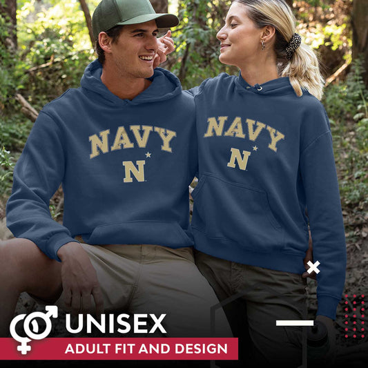 Navy Midshipmen Campus Colors Adult Arch & Logo Soft Style Gameday Hooded Sweatshirt  - Navy