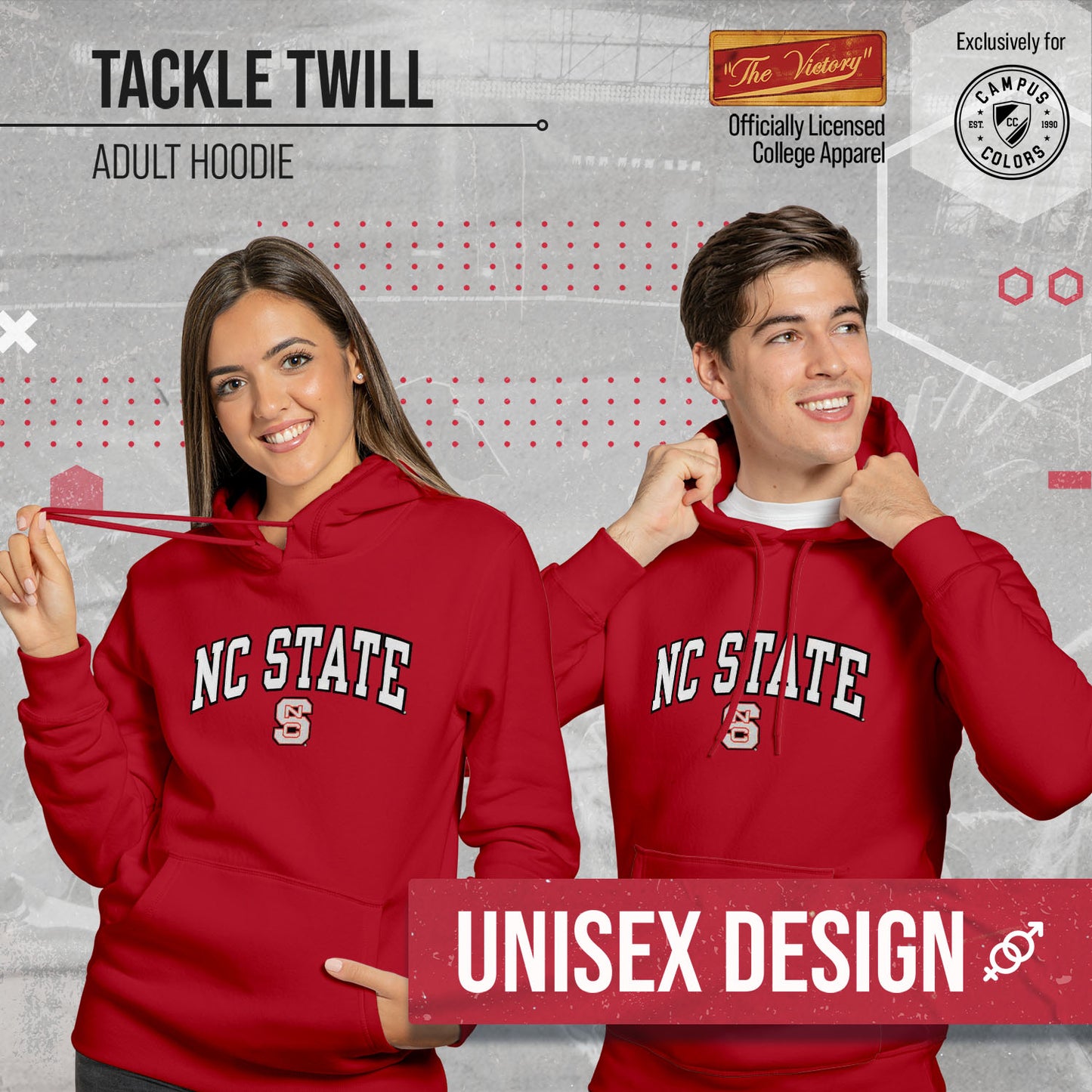 NC State Wolfpack NCAA Adult Tackle Twill Hooded Sweatshirt - Red