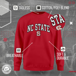 NC State Wolfpack NCAA Adult Tackle Twill Crewneck Sweatshirt - Red