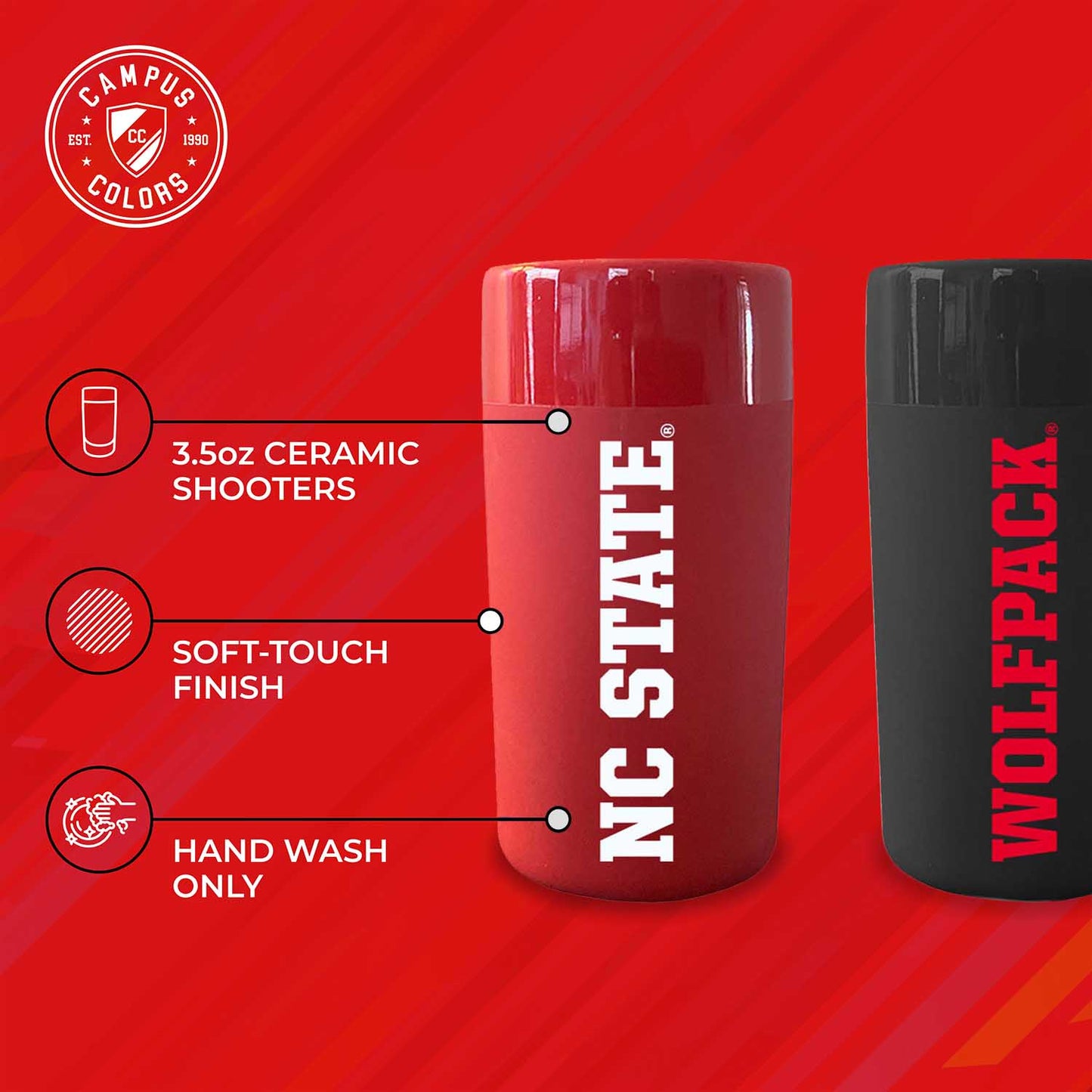 NC State Wolfpack College and University 2-Pack Shot Glasses - Team Color