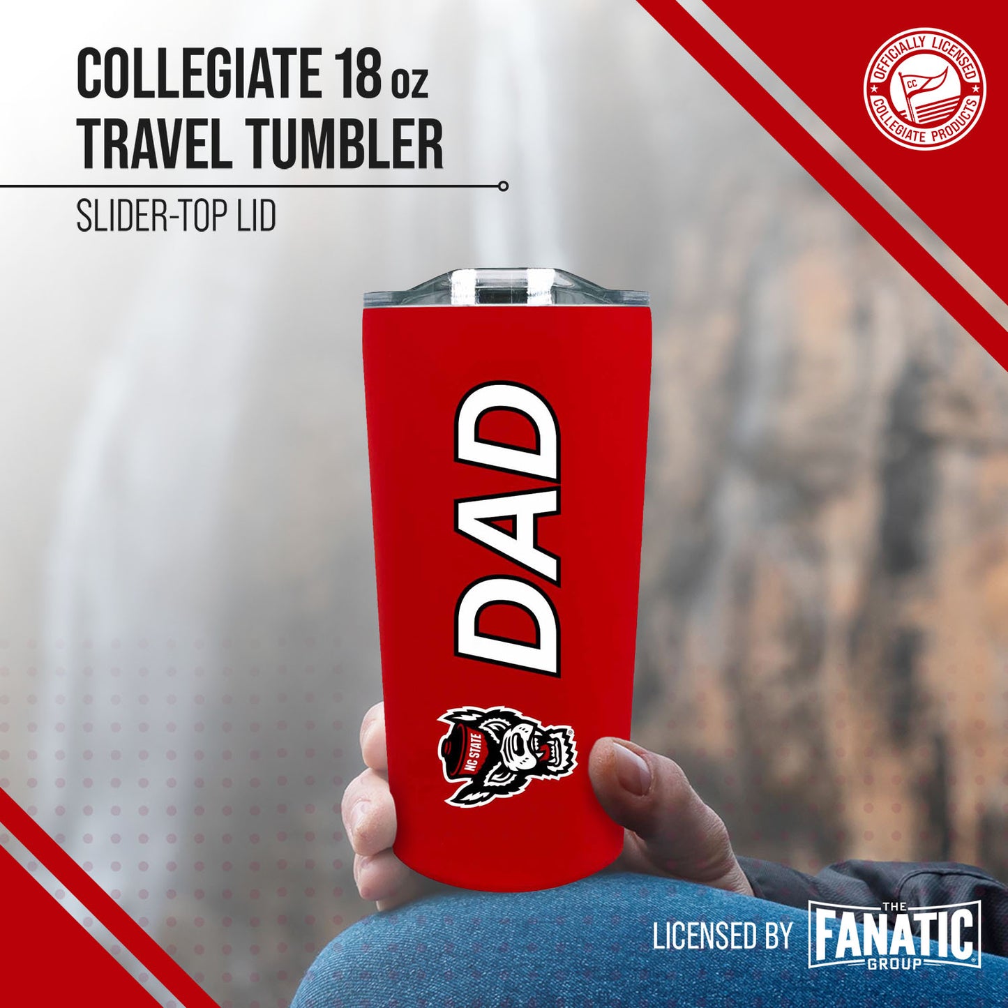 NC State Wolfpack NCAA Stainless Steel Travel Tumbler for Dad - Red