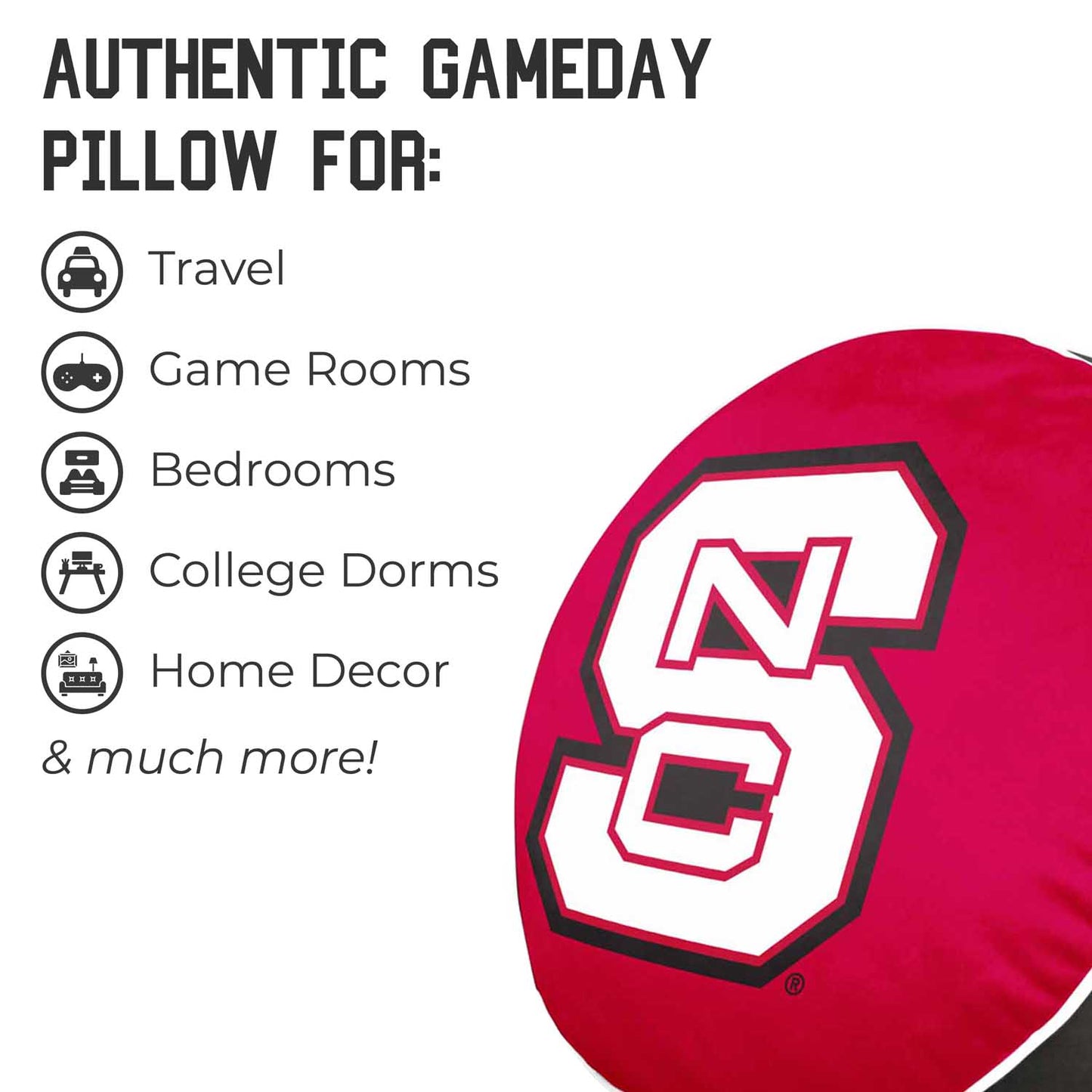 NC State Wolfpack Team Logo 15 Inch Ultra Soft Stretch Plush Pillow - Red