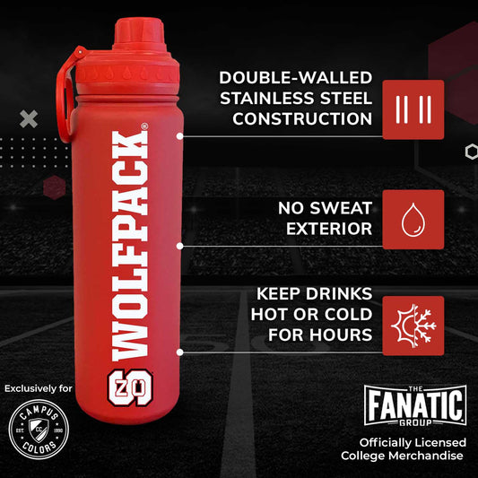 NC State Wolfpack NCAA Stainless Steel Water Bottle - Red