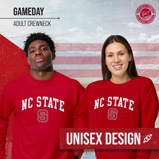 NC State Wolfpack Adult Arch & Logo Soft Style Gameday Crewneck Sweatshirt - Red