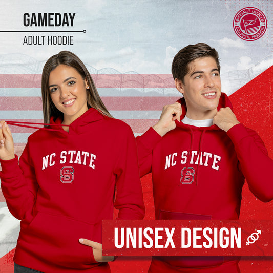 NC State Wolfpack Adult Arch & Logo Soft Style Gameday Hooded Sweatshirt - Red