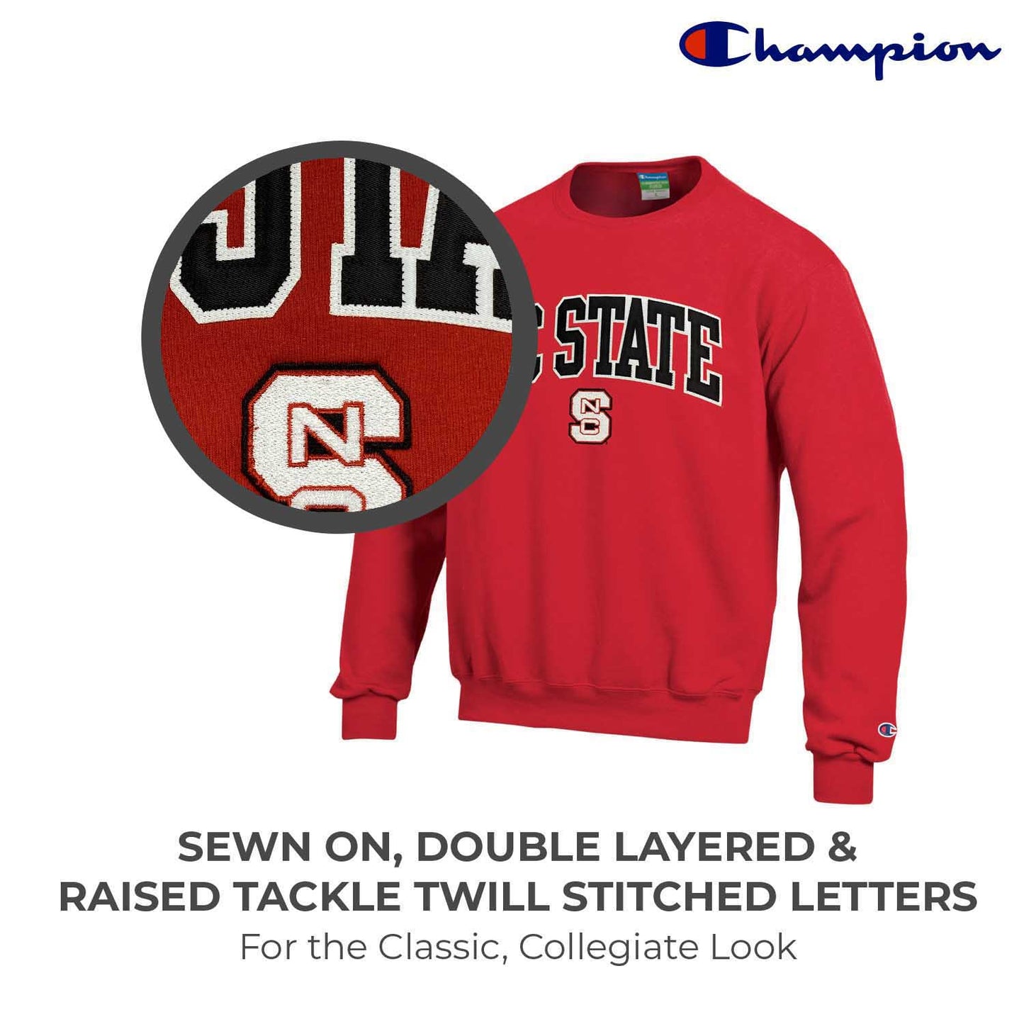 NC State Wolfpack Adult Tackle Twill Crewneck - Red