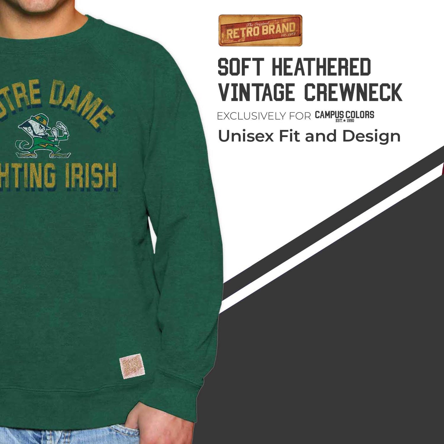 Notre Dame Fighting Irish Adult University Crewneck - Green