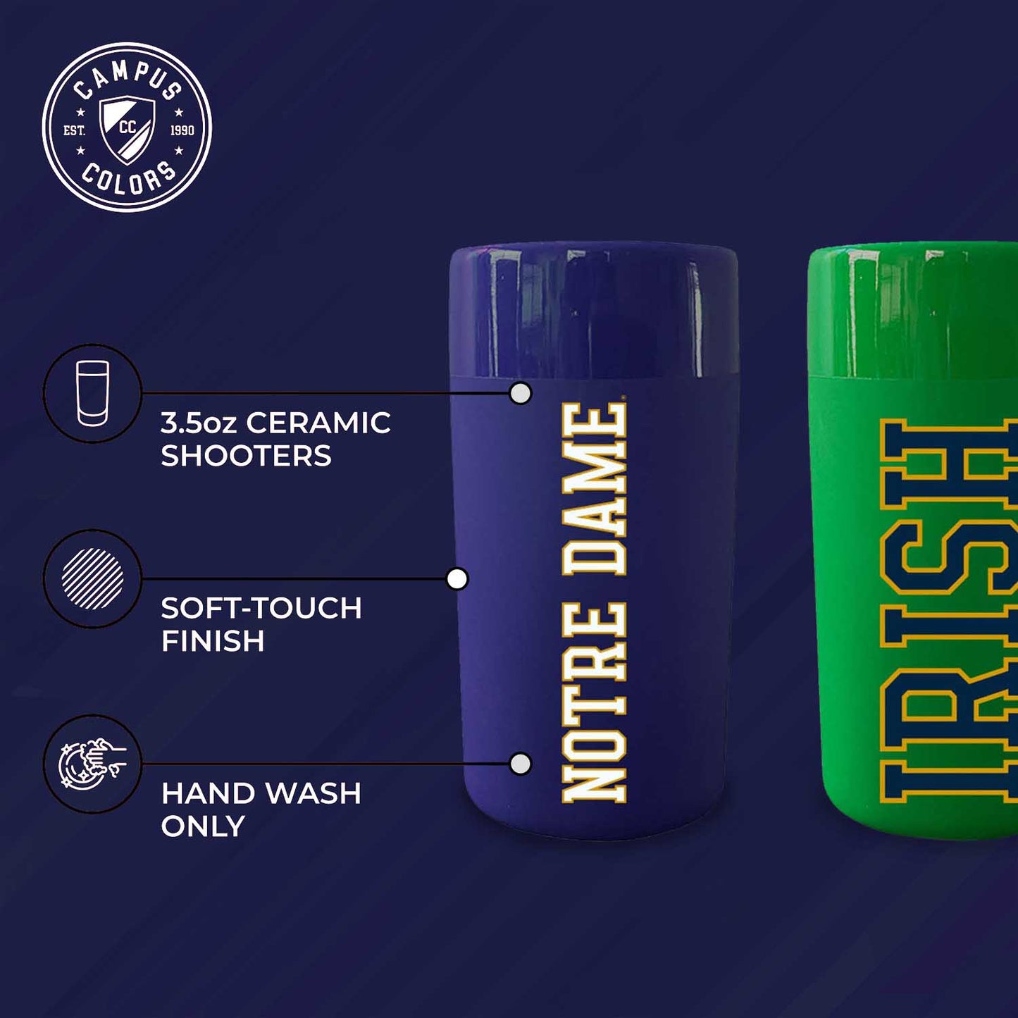 Notre Dame Fighting Irish College and University 2-Pack Shot Glasses - Team Color