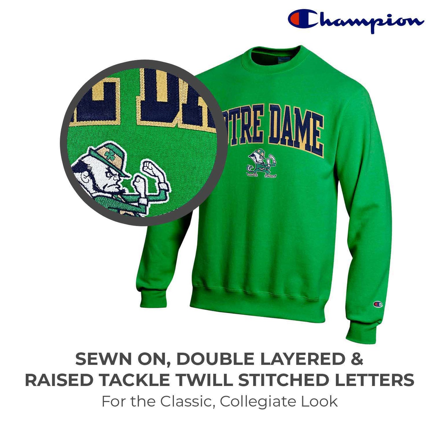 Notre Dame Fighting Irish Adult Tackle Twill Crewneck - Green