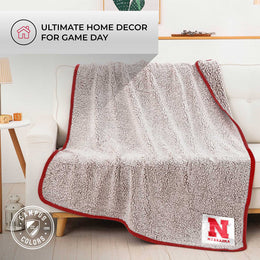 Nebraska Cornhuskers NCAA Silk Sherpa College Throw Blanket - Red