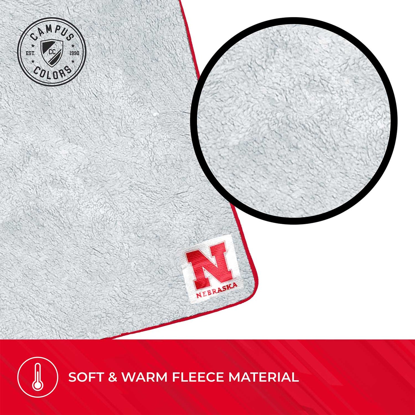 Nebraska Cornhuskers NCAA Silk Sherpa College Throw Blanket - Red