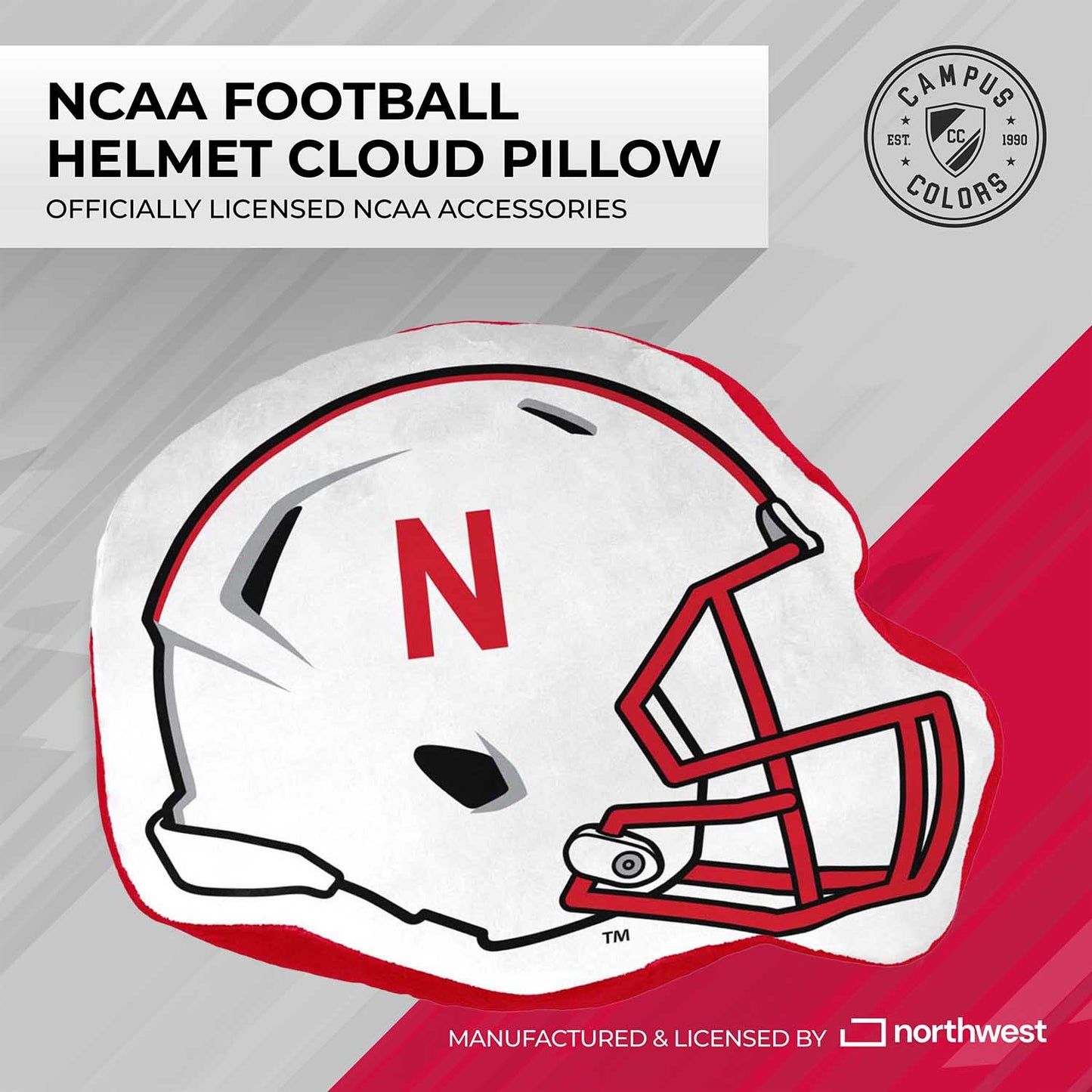 Nebraska Cornhuskers NCAA Helmet Super Soft Football Pillow - White