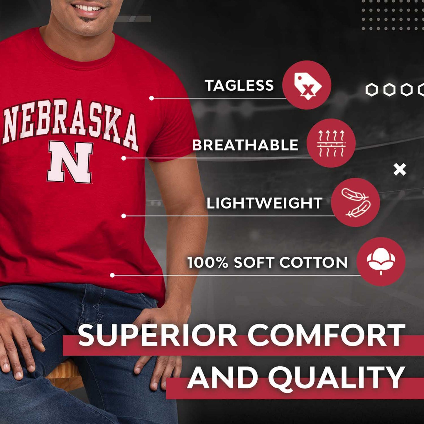 Nebraska Cornhuskers NCAA Adult Gameday Cotton T-Shirt - Red