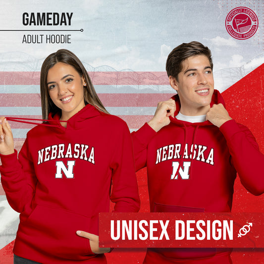 Nebraska Cornhuskers Adult Arch & Logo Soft Style Gameday Hooded Sweatshirt - Red