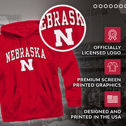Nebraska Cornhuskers Adult Arch & Logo Soft Style Gameday Hooded Sweatshirt - Red