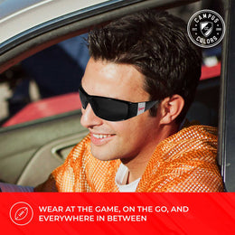 Nebraska Cornhuskers NCAA Black Chrome Sunglasses with Visor Clip Bundle - Black