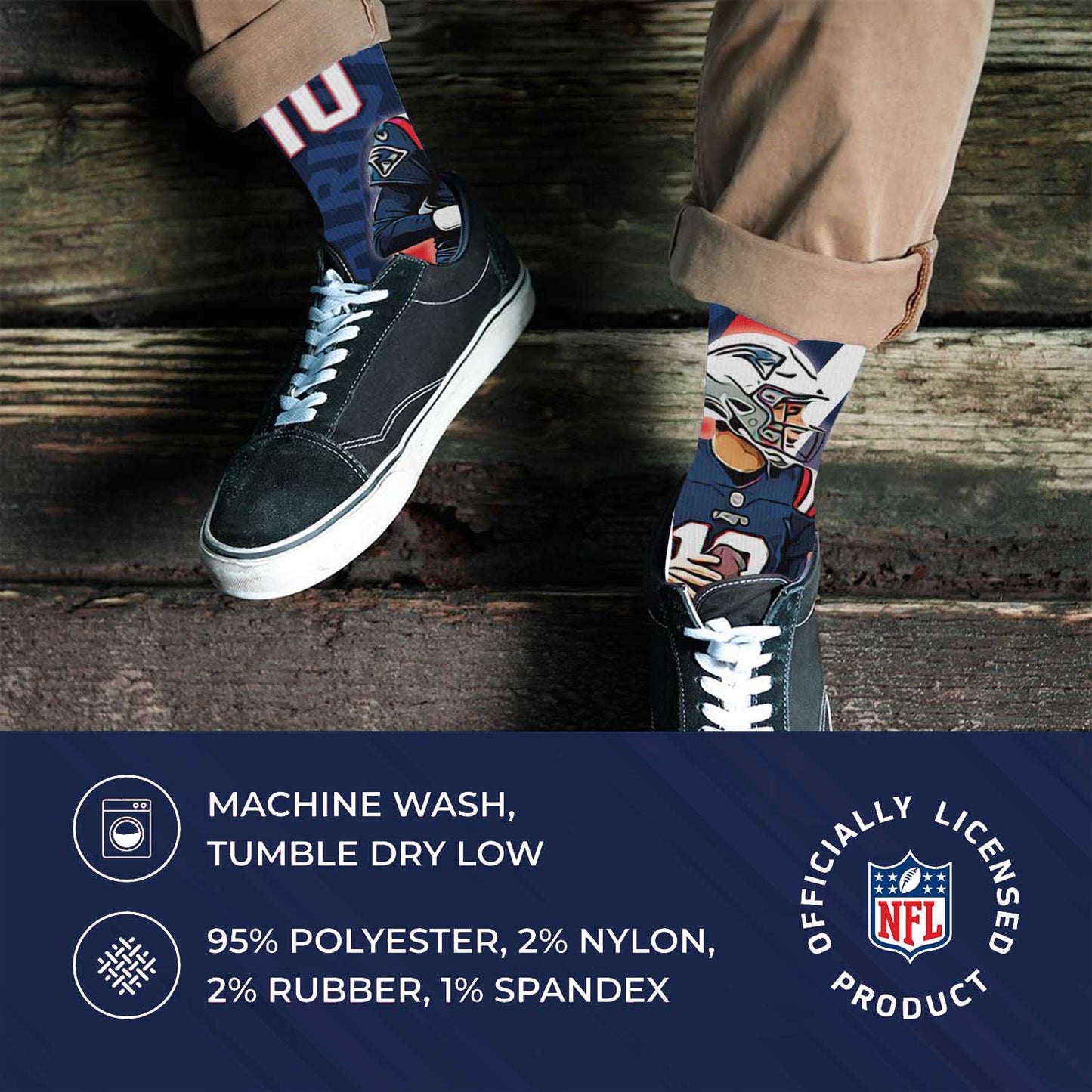 New England Patriots NFL Adult Player Stripe Sock - Navy