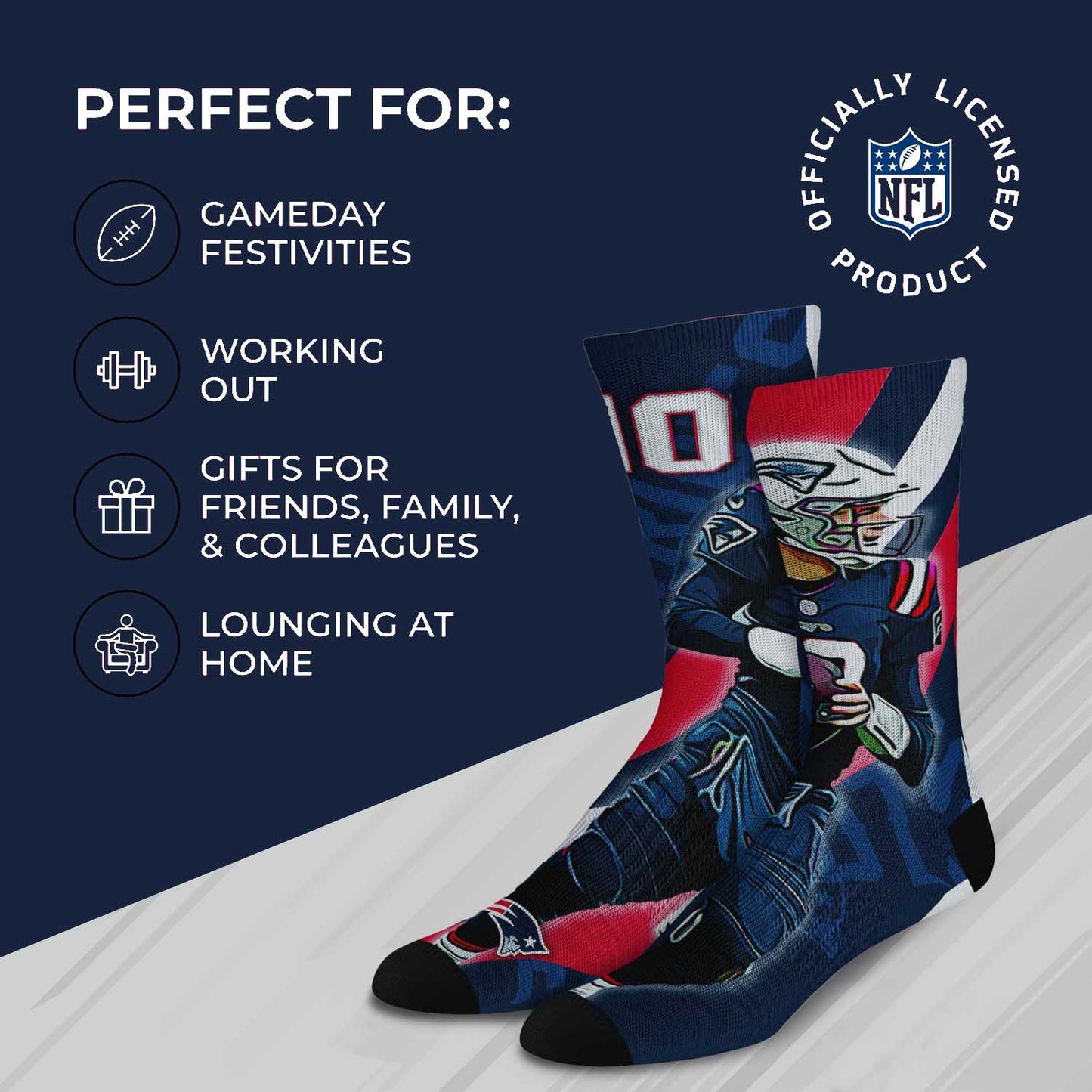 New England Patriots NFL Adult Player Stripe Sock - Navy