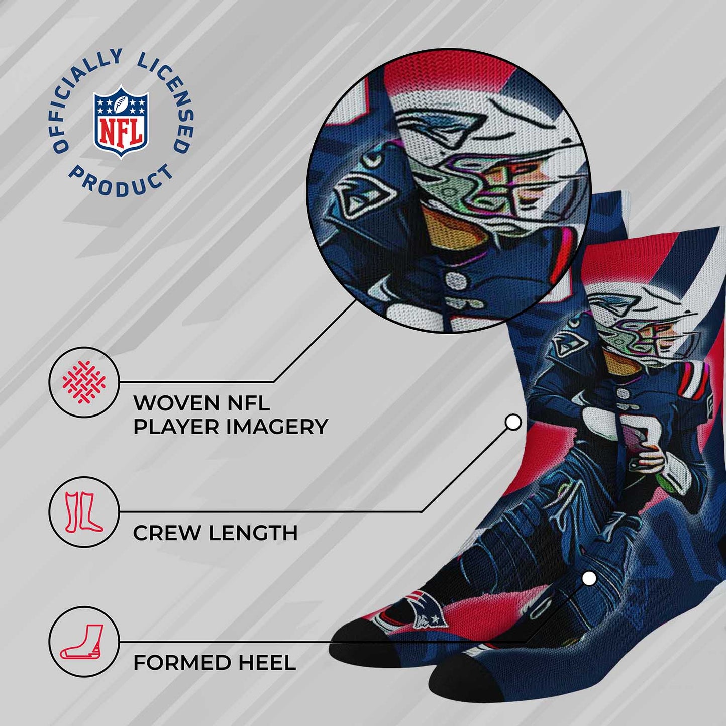 New England Patriots NFL Youth Player Stripe Sock - Navy