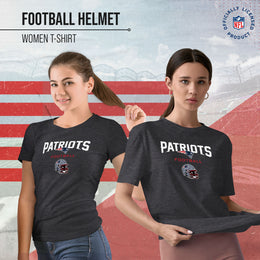 New England Patriots Women's NFL Football Helmet Short Sleeve Tagless T-Shirt - Charcoal