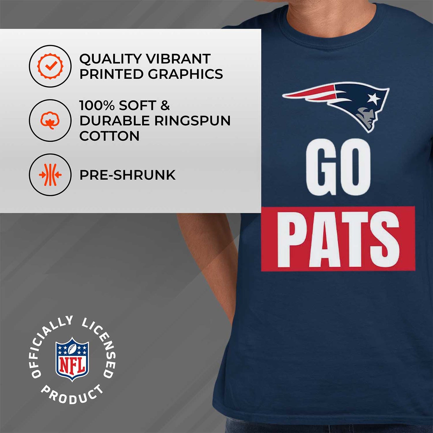 New England Patriots NFL Adult Team Slogan Unisex T-Shirt - Navy