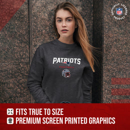 New England Patriots Women's NFL Football Helmet Charcoal Slouchy Crewneck -Tagless Lightweight Pullover - Charcoal