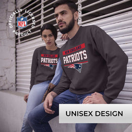 New England Patriots NFL Adult Long Sleeve Team Block Charcoal Crewneck Sweatshirt - Charcoal