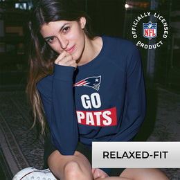 New England Patriots NFL Womens Team Slogan Crew Neck - Navy