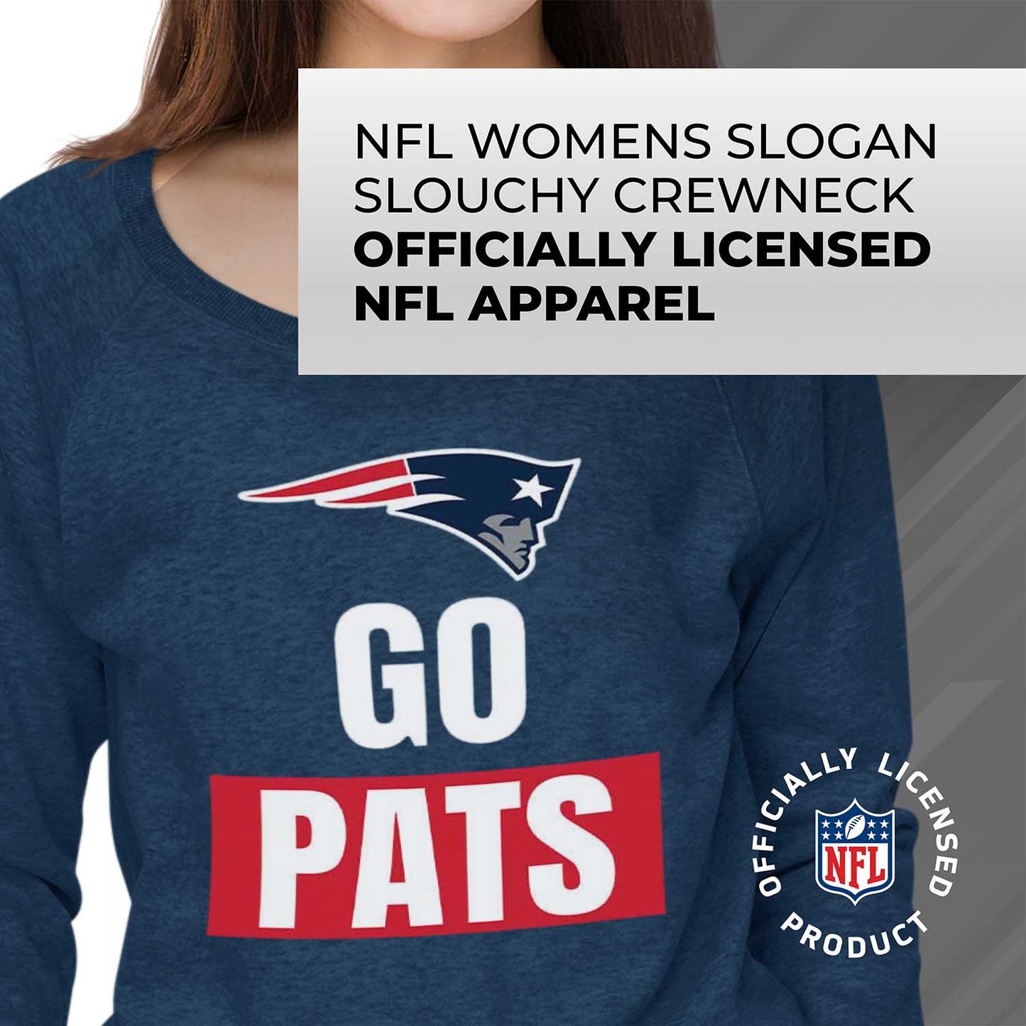New England Patriots NFL Womens Plus Size Team Slogan Crew Neck - Navy