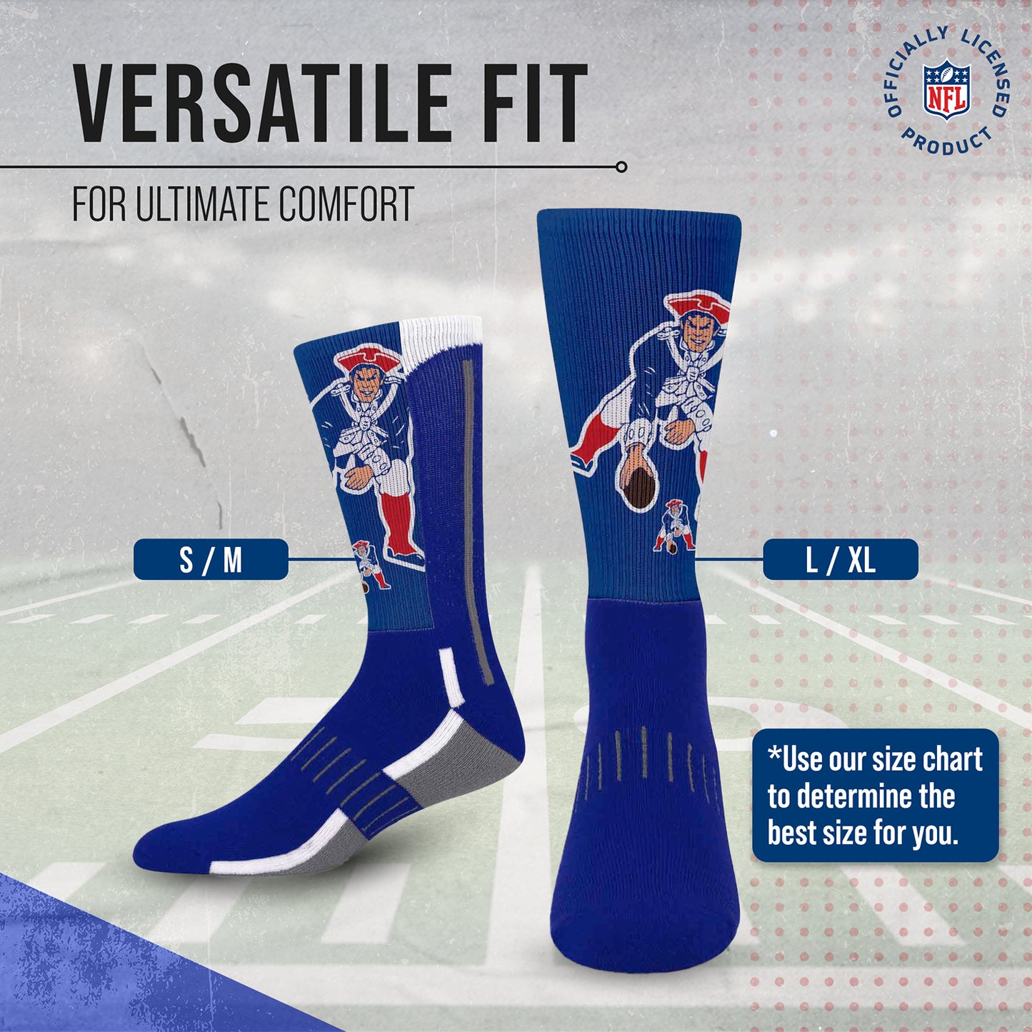 New England Patriots NFL V Curve  Socks - Team Color