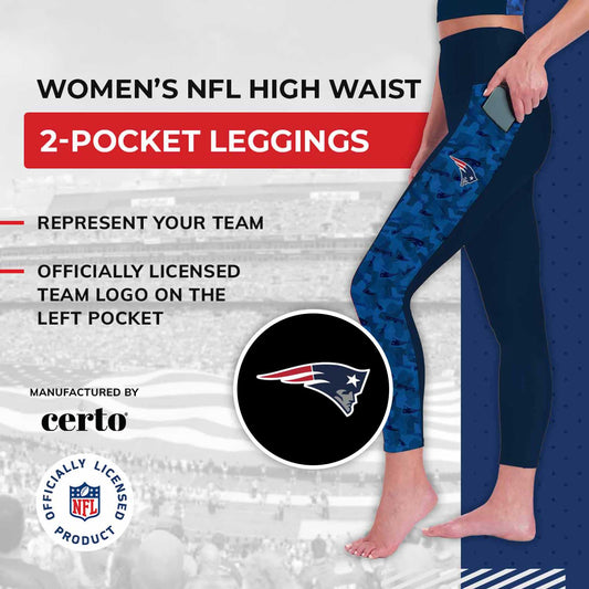 New England Patriots NFL High Waisted Leggings for Women - Navy