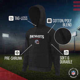 New England Patriots Adult NFL Football Helmet Heather Hooded Sweatshirt  - Charcoal