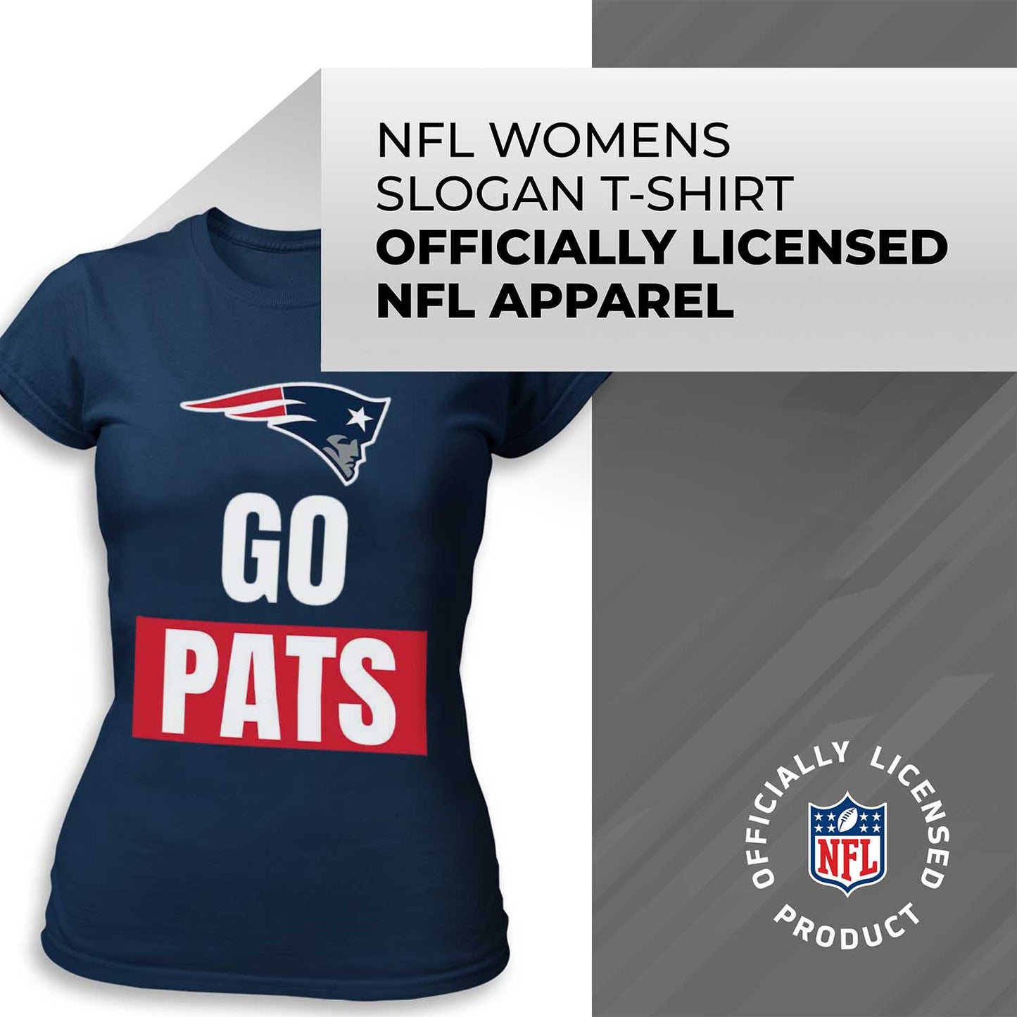 New England Patriots NFL Womens Team Slogan Short Sleeve Tshirt - Navy