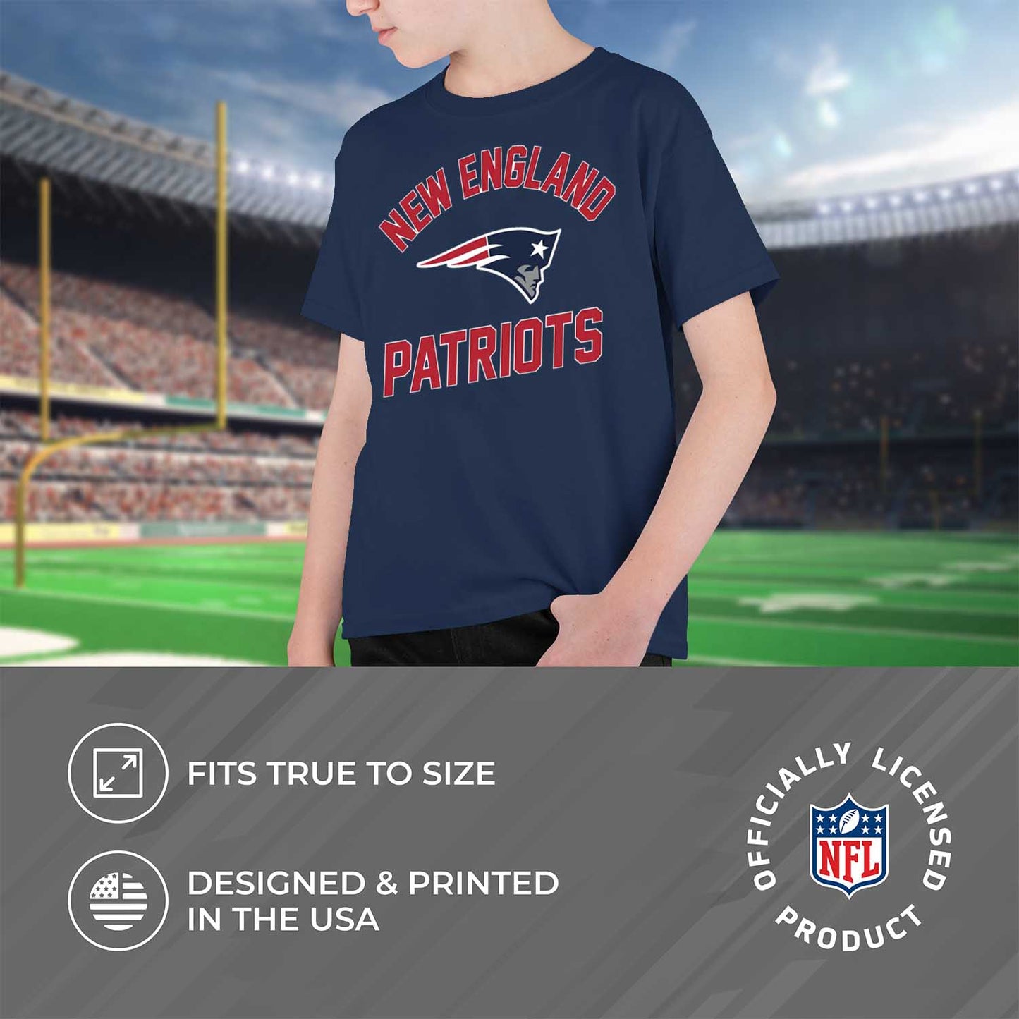 New England Patriots NFL Youth Gameday Football T-Shirt - Navy