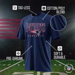 New England Patriots NFL Youth Overtime Blueprint Football T-Shirt Unisex Tag Free Comfortable - Navy